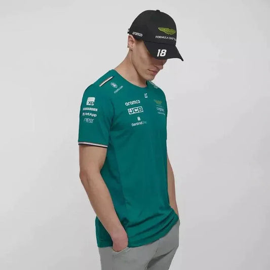 Aston Martin Cognizant F1 2023 Men's Lance Stroll Team T-Shirt- Green - F1 Vintage Racewear