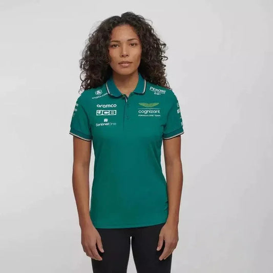 Aston Martin Cognizant F1 2023 Women's Team Polo Shirt- Green - F1 Vintage Racewear
