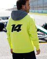 Aston Martin Cognizant F1 Kimoa Fernando Alonso Men's Lifestyle Hoodie- Lime - Vintage F1 Racewear