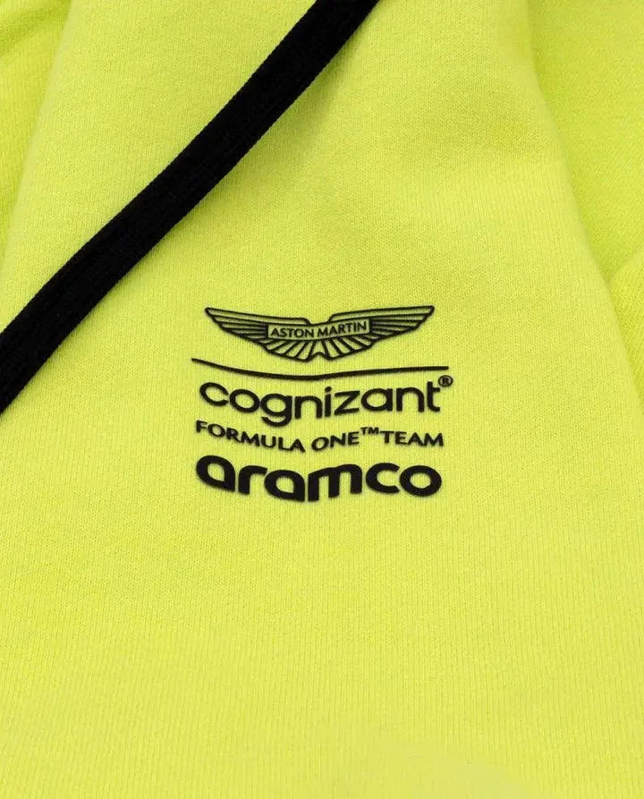Aston Martin Cognizant F1 Kimoa Fernando Alonso Men's Lifestyle Hoodie- Lime - F1 Vintage Racewear