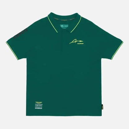 Aston Martin Cognizant F1 Kimoa Fernando Alonso Men's Lifestyle Polo-Shirt - Green - F1 Vintage Racewear