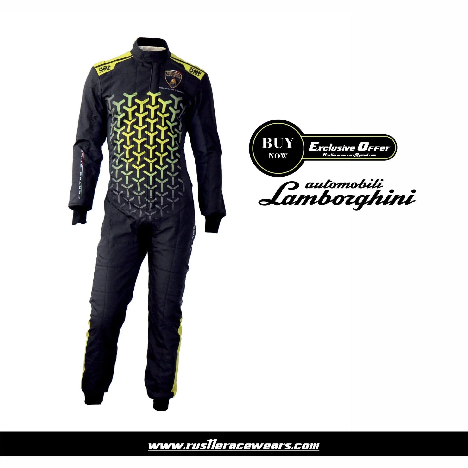 AUTOMOBILI-LAMBORGHINI SQUADRA CORSE OMP ONE ART “SPEED” PROFESSIONAL NEW RACE SUIT - F1 Vintage Racewear