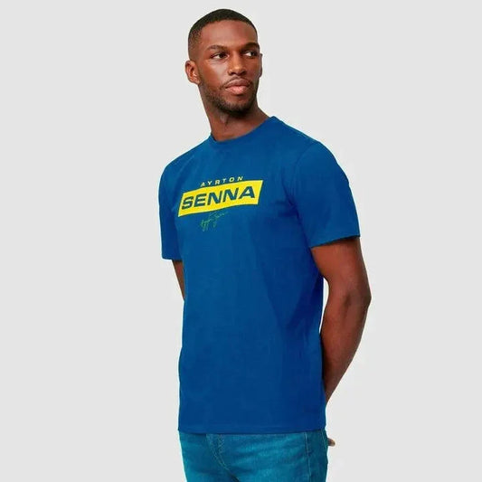 Ayrton Senna Fanwear Logo T-Shirt - Navy/Green/Yellow - F1 Vintage Racewear
