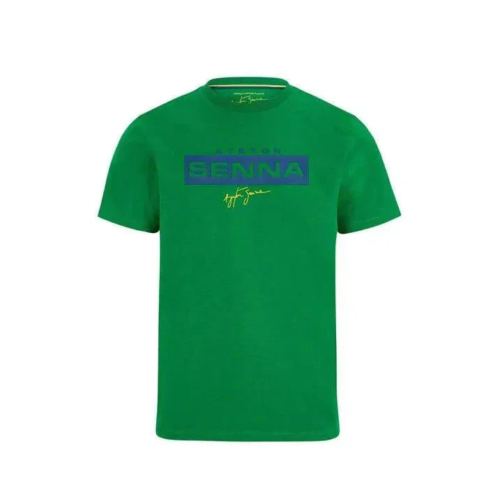 Ayrton Senna Fanwear Logo T-Shirt - Navy/Green/Yellow - F1 Vintage Racewear