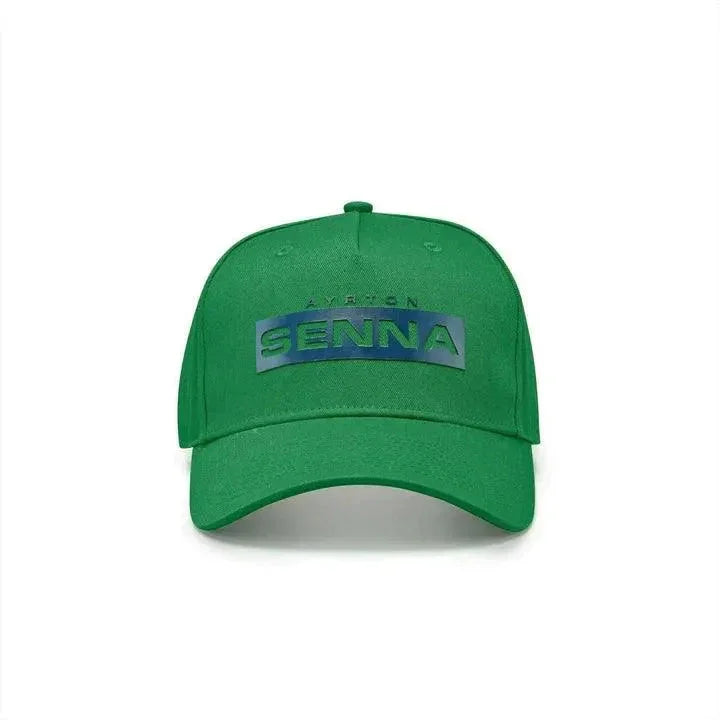 Ayrton Senna Logo Baseball Hat - Navy/Green - F1 Vintage Racewear