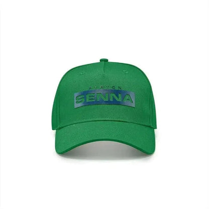 Ayrton Senna Logo Baseball Hat - Navy/Green - F1 Vintage Racewear