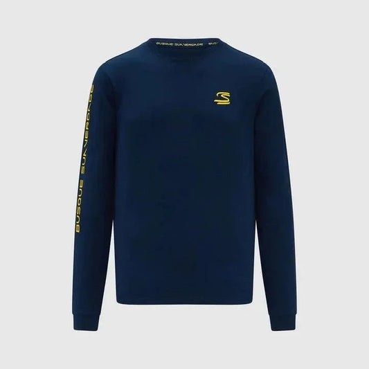 Ayrton Senna Long Sleeve T-Shirt - Blue - F1 Vintage Racewear