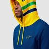 Ayrton Senna Men's Fanwear Stripe Hoody- Navy - Vintage F1 Racewear