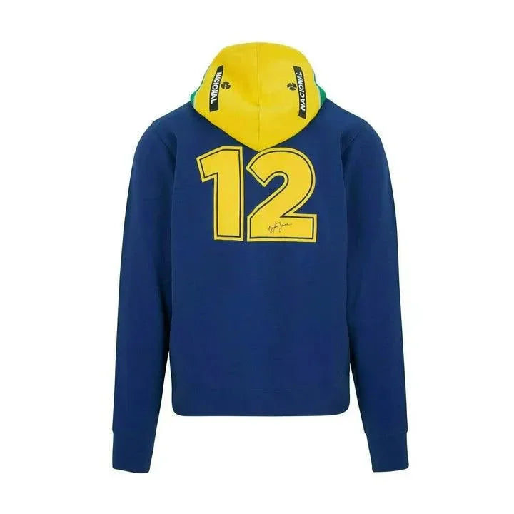 Ayrton Senna Men's Fanwear Stripe Hoody- Navy - F1 Vintage Racewear