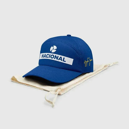 Ayrton Senna Replica Nacional Baseball Hat- Blue With Gift Bag - F1 Vintage Racewear