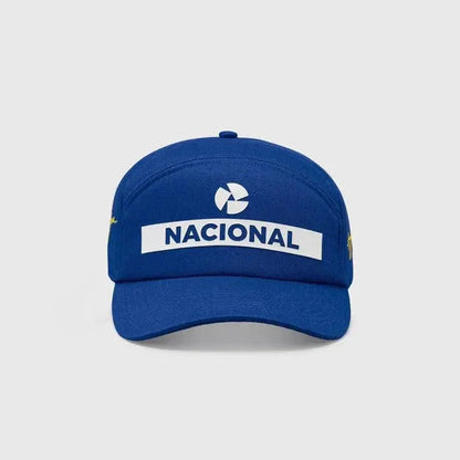 Ayrton Senna Replica Nacional Baseball Hat- Blue With Gift Bag - F1 Vintage Racewear