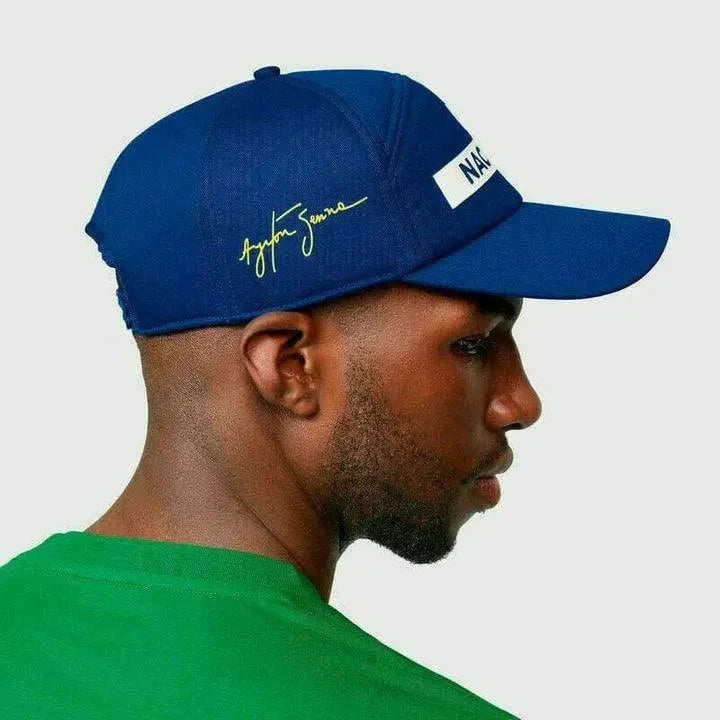 Ayrton Senna Replica Nacional Hat- Blue - F1 Vintage Racewear