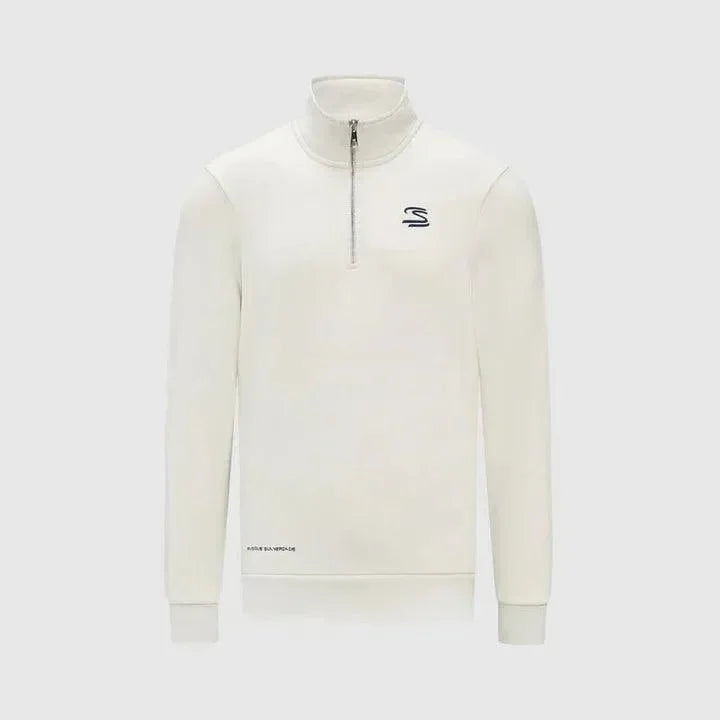 Ayrton Senna Seasonal 1/4 Zip Sweater - White - F1 Vintage Racewear