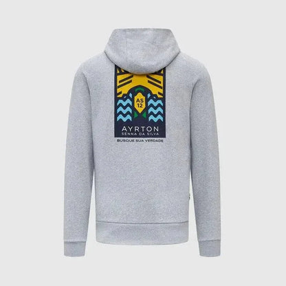 Ayrton Senna Seasonal Graphic Hoodie - Grey - F1 Vintage Racewear