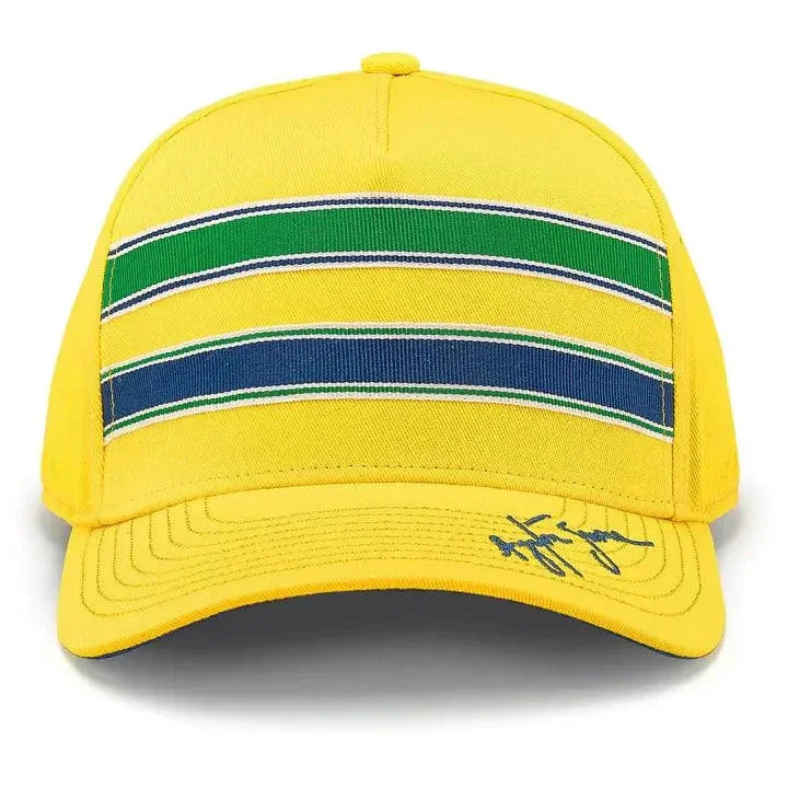 Ayrton Senna Stripe Baseball Hat - Yellow - F1 Vintage Racewear