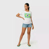 Ayrton Senna Women's Fanwear Flag T-Shirt- White - Vintage F1 Racewear