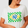 Ayrton Senna Women's Fanwear Flag T-Shirt- White - Vintage F1 Racewear