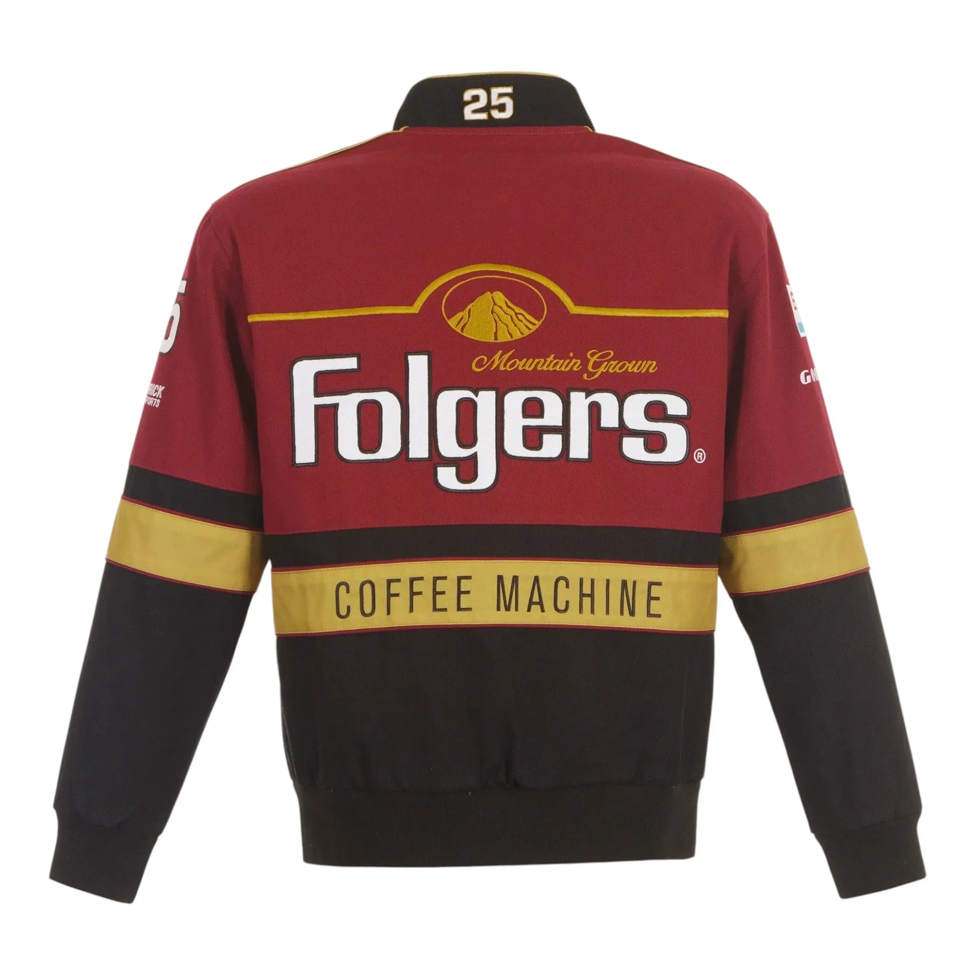 Men's Tim Richmond JH Design Maroon/Black Folgers Twill Uniform Full-Snap Jacket - F1 Vintage Racewear