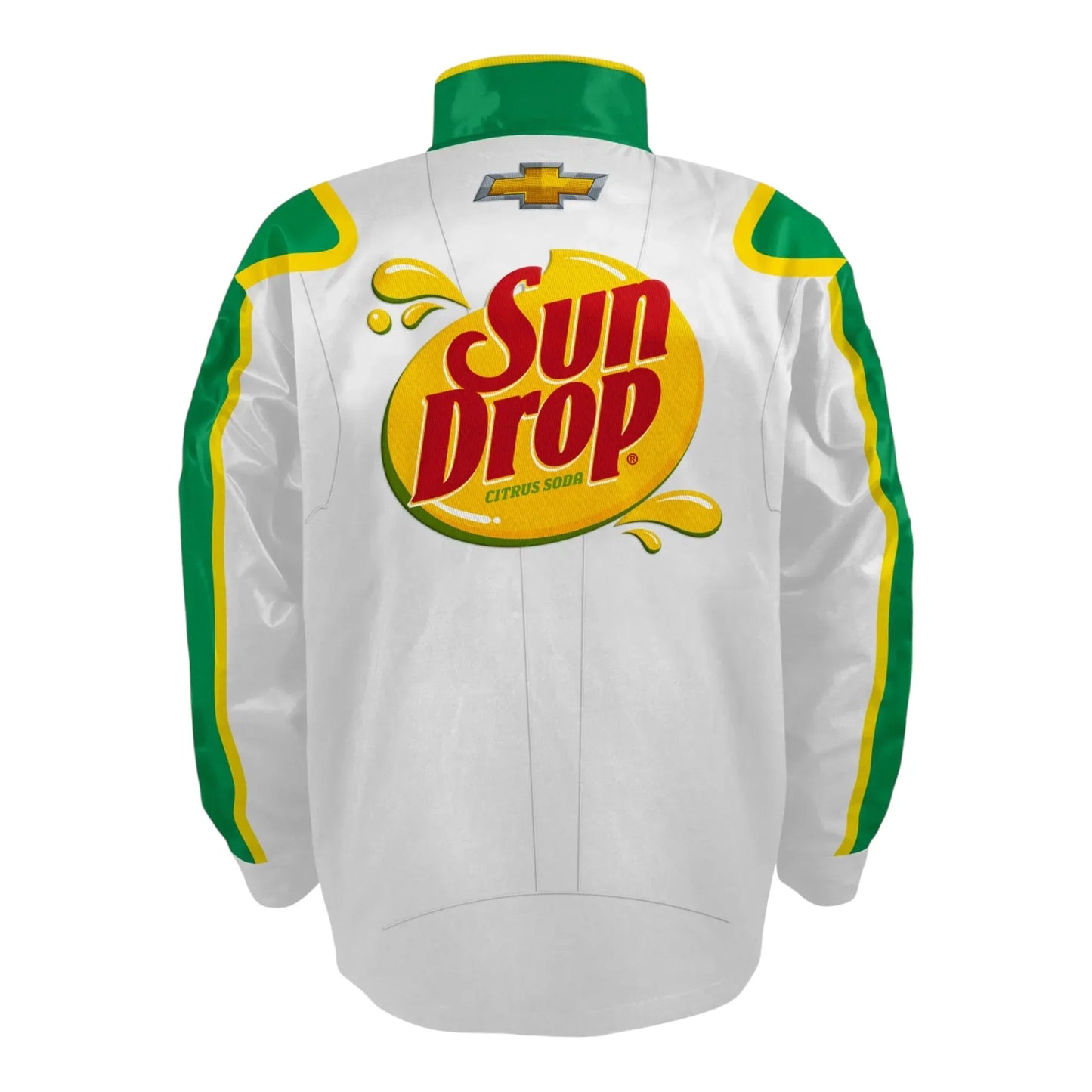 Men's Dale Earnhardt Jr. JR Motorsports Official Team Apparel White/Green Sun Drop Nylon Uniform Full-Snap Jacket - F1 Vintage Racewear
