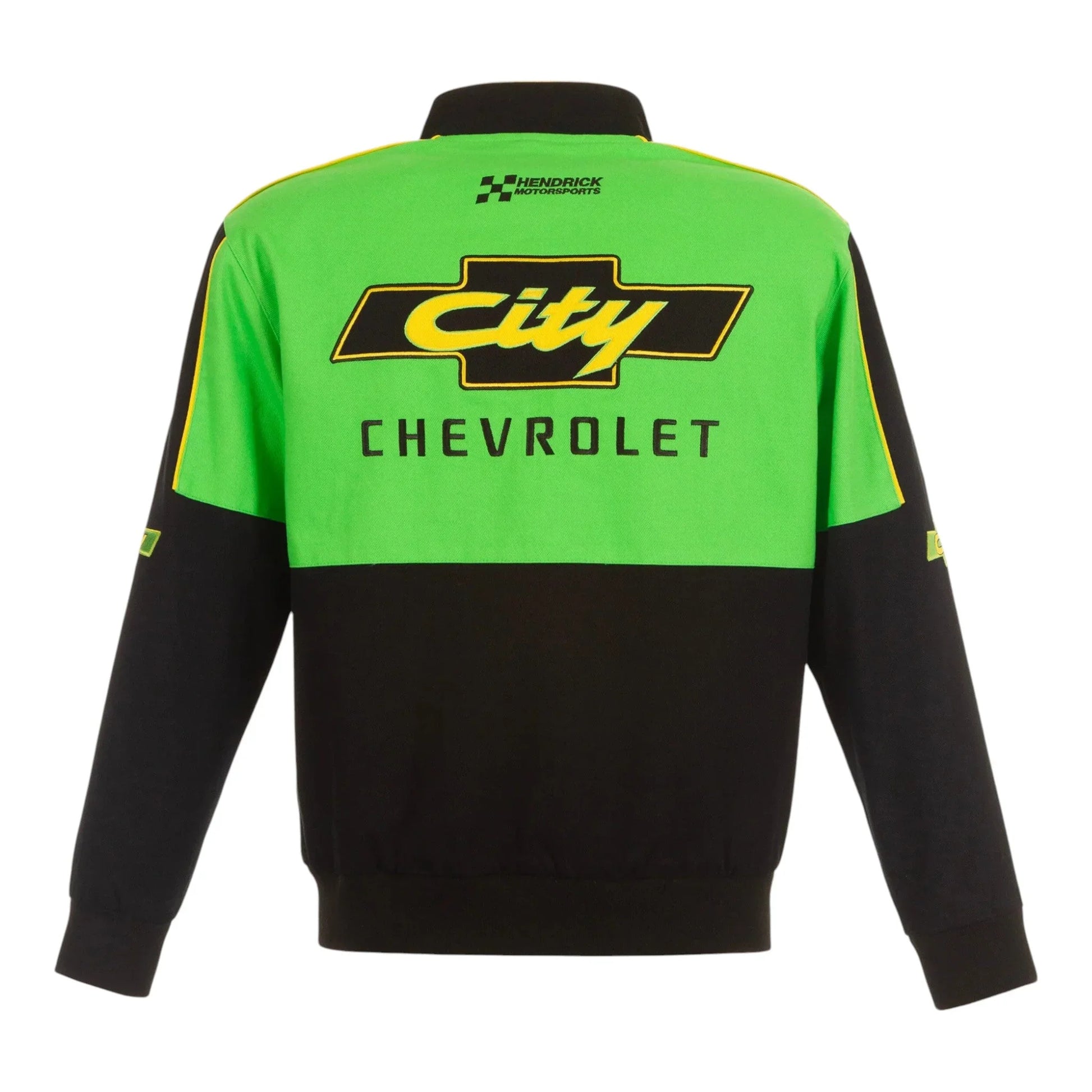 Men's NASCAR JH Design Black City Chevrolet Legend Full-Snap Twill Uniform Jacket - F1 Vintage Racewear