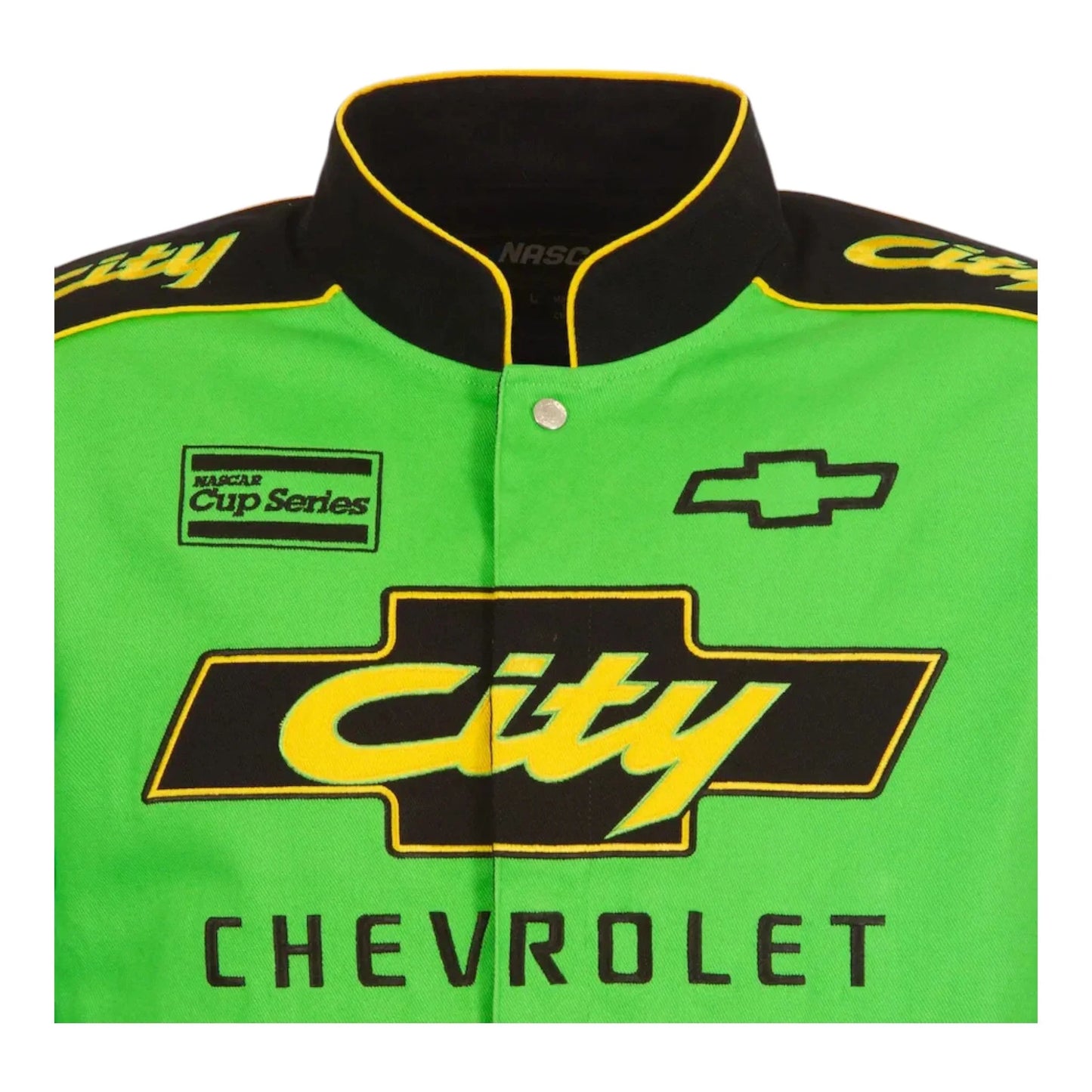 Men's NASCAR JH Design Black City Chevrolet Legend Full-Snap Twill Uniform Jacket - F1 Vintage Racewear