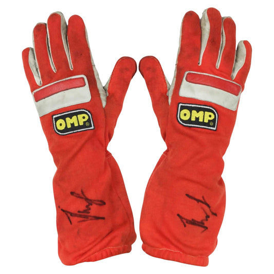 1995 Gerhard Berger Signed Race Ferrari F1 Gloves - F1 Vintage Racewear