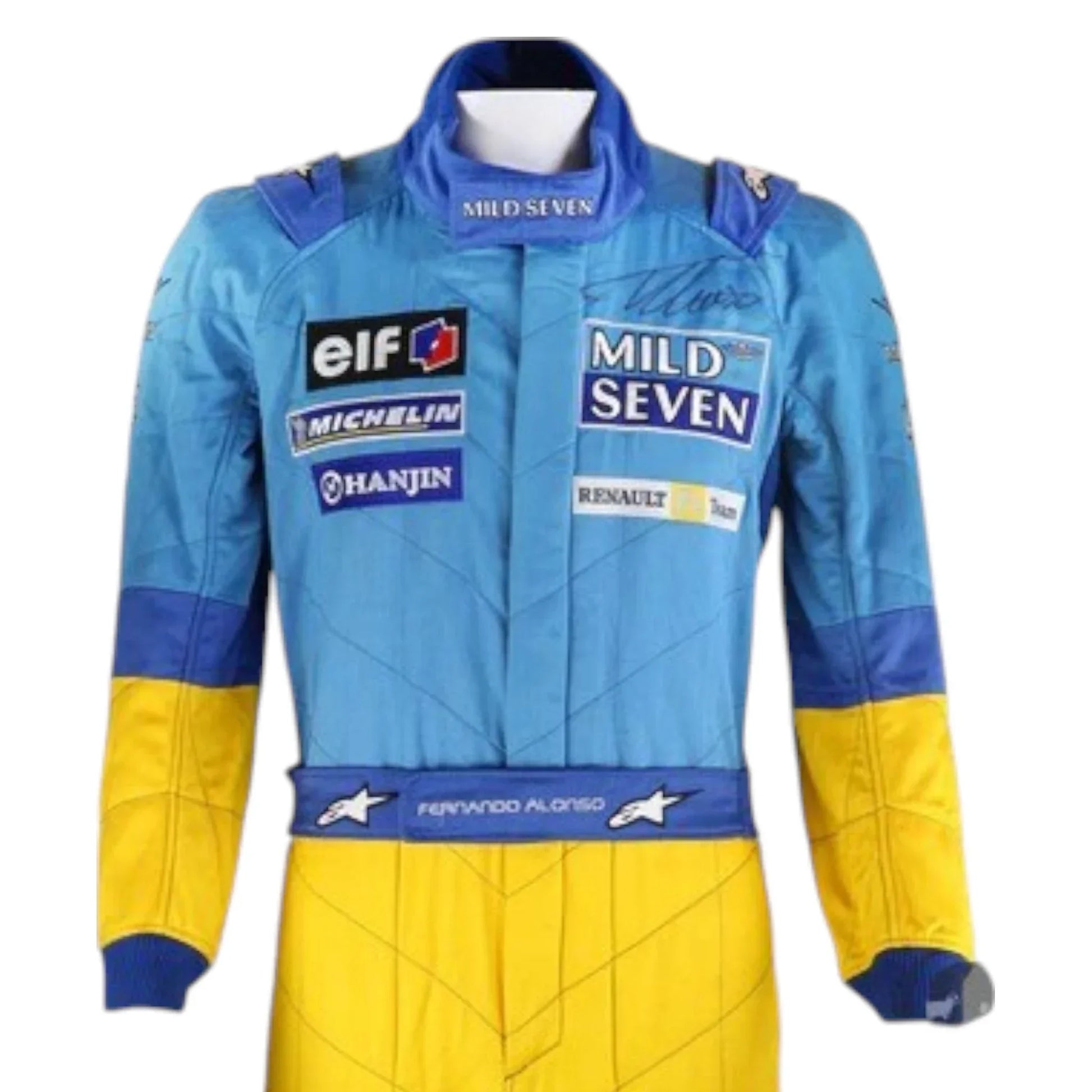 2002 Fernando Alonso Signed Mild Seven Renault F1 Suit - F1 Vintage Racewear