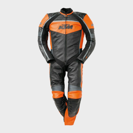 Custom KTM Leather Suit – Professional Bike Racer Gear