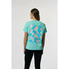 McLaren F1 Women's Miami Palm Graphic T-Shirt-Crystal Rose/Aqua Sky - Vintage F1 Racewear
