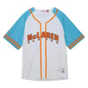 McLaren Racing F1 Special Edition Miami GP Mitchell & Ness Baseball Jersey - Blue/Pink - Vintage F1 Racewear