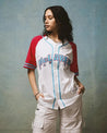 McLaren Racing F1 Special Edition Miami GP Mitchell & Ness Baseball Jersey - Blue/Pink - Vintage F1 Racewear