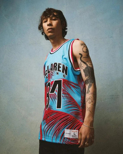 McLaren Racing F1 Special Edition Miami GP Oscar Piastri Mitchell & Ness Basketball Jersey - F1 Vintage Racewear