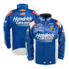 Men's Kyle Larson Hendrick Motorsports Team Collection Blue HendrickCars.com Nylon Uniform Full-Snap Jacket - Vintage F1 Racewear