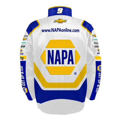 Men's Chase Elliott Hendrick Motorsports Team Collection White NAPA Nylon Uniform Full-Snap Jacket - F1 Vintage Racewear