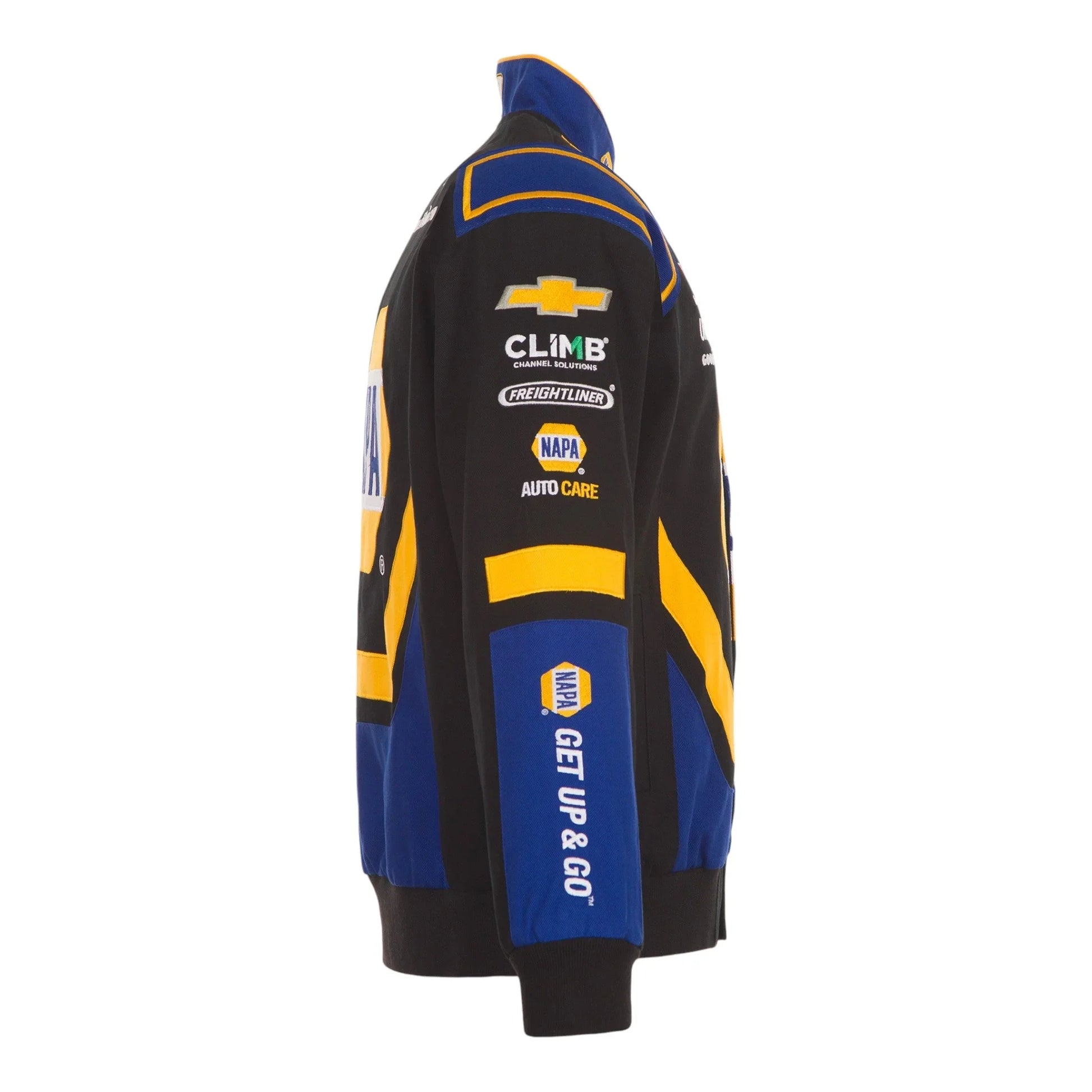 Men's Chase Elliott JH Design Black NAPA Twill Driver Uniform Full-Snap Jacket - F1 Vintage Racewear