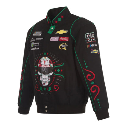 Men's Daniel Suarez JH Design Black Chevy Full-Snap Twill Uniform Jacket - F1 Vintage Racewear