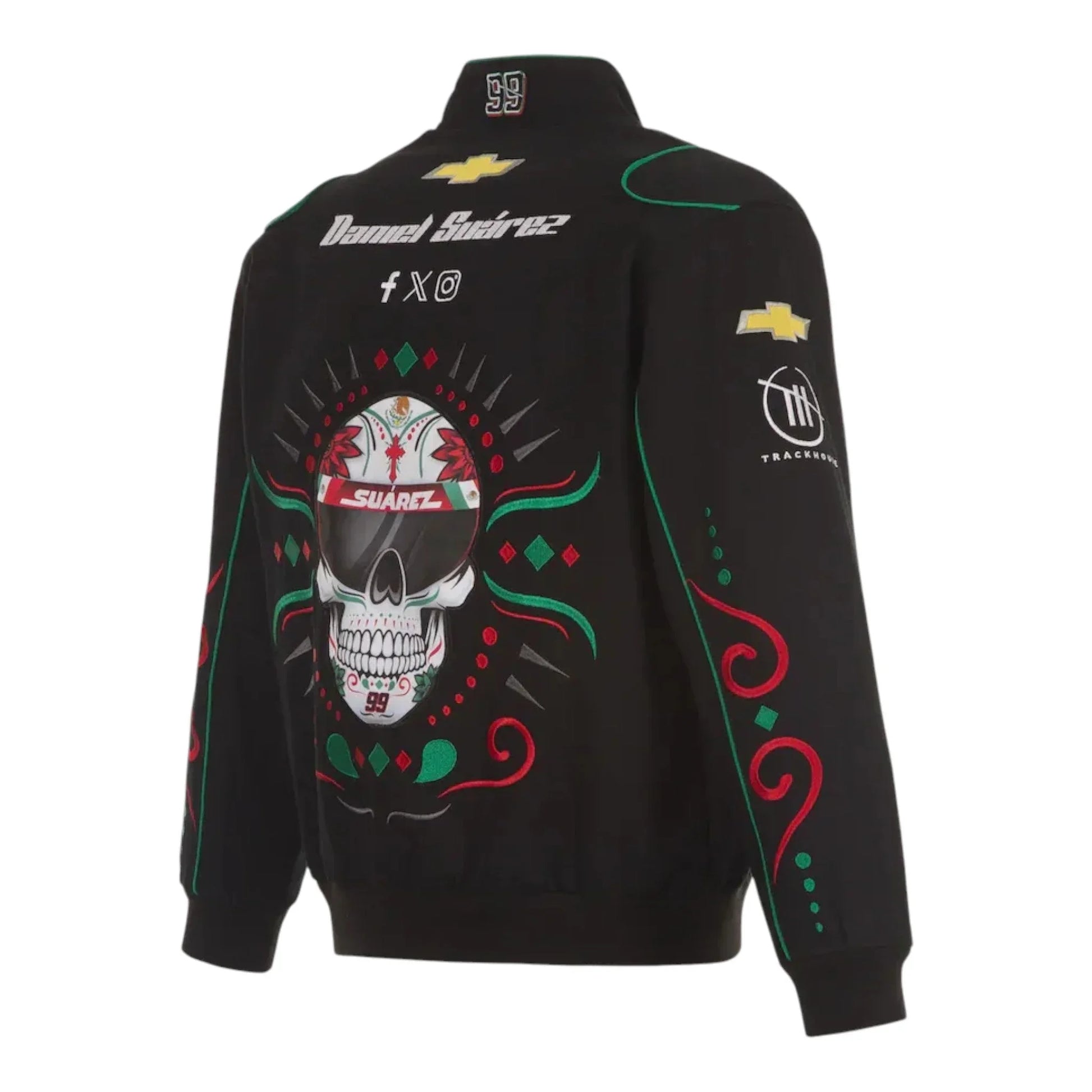 Men's Daniel Suarez JH Design Black Chevy Full-Snap Twill Uniform Jacket - F1 Vintage Racewear