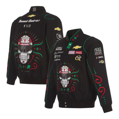 Men's Daniel Suarez JH Design Black Chevy Full-Snap Twill Uniform Jacket - F1 Vintage Racewear