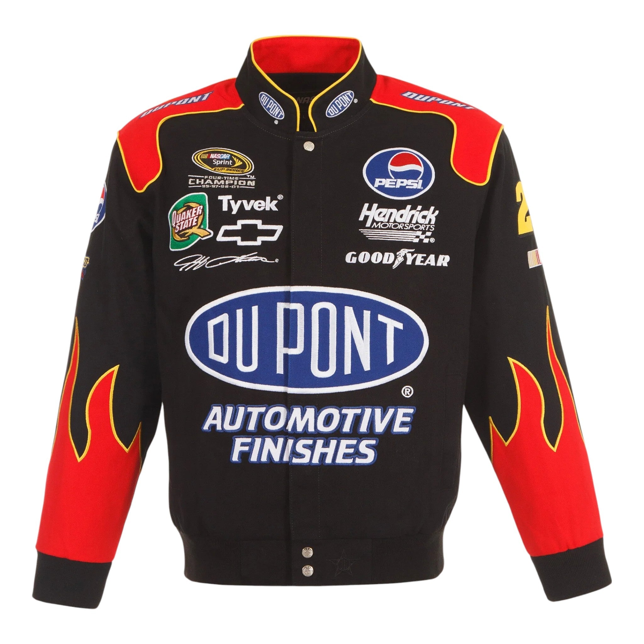 Men's Jeff Gordon JH Design Black DuPont Twill Driver Uniform Full-Snap Jacket - Vintage F1 Racewear
