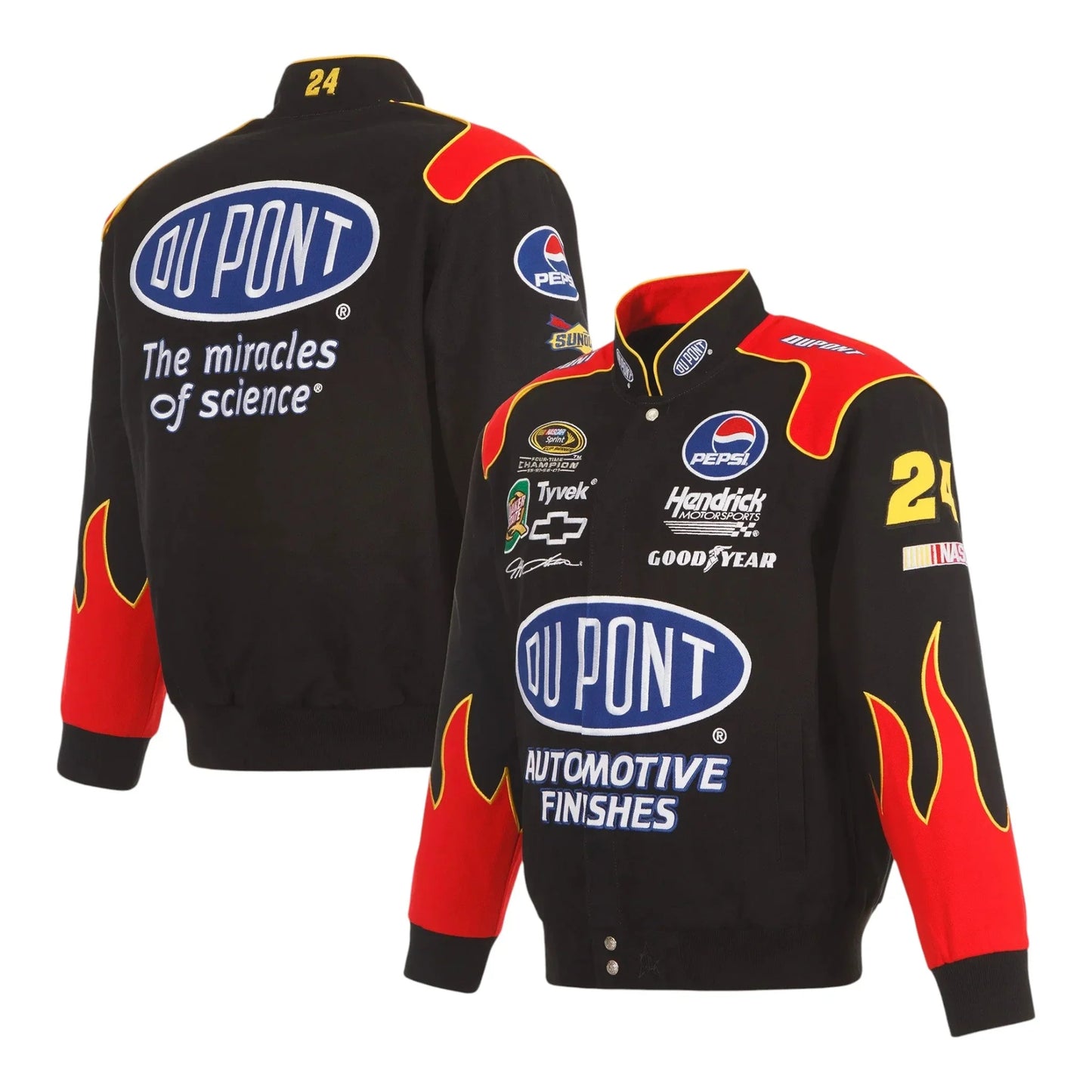 Men's Jeff Gordon JH Design Black DuPont Twill Driver Uniform Full-Snap Jacket - F1 Vintage Racewear