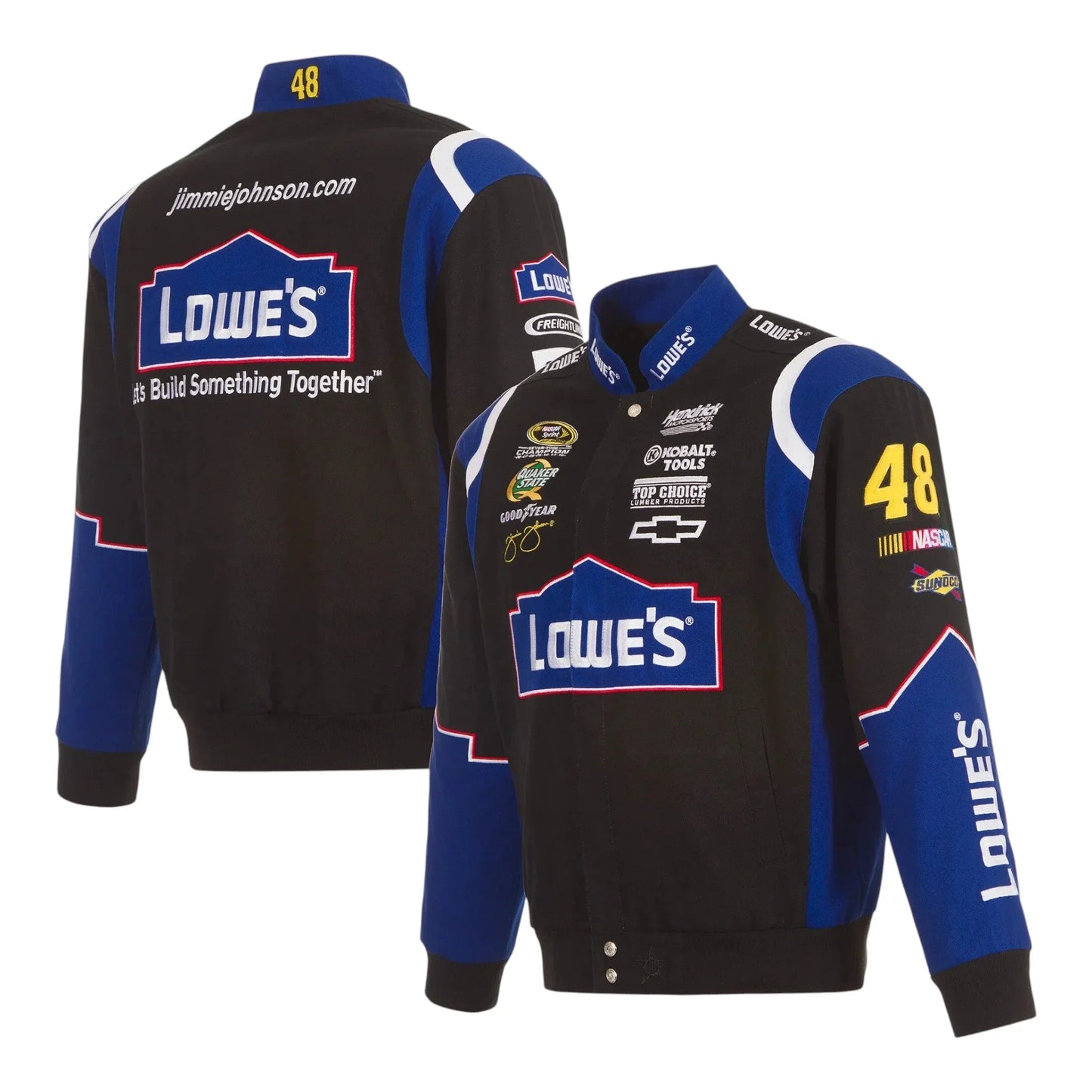 Men's Jimmie Johnson JH Design Black Lowe's Twill Driver Uniform Full-Snap Jacket - F1 Vintage Racewear