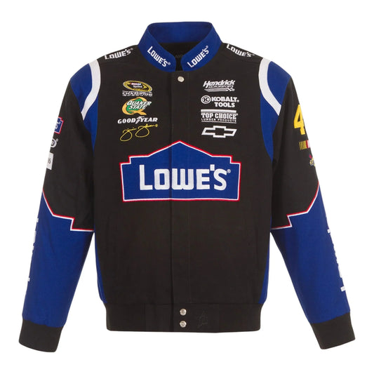 Men's Jimmie Johnson JH Design Black Lowe's Twill Driver Uniform Full-Snap Jacket - F1 Vintage Racewear