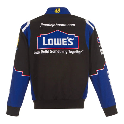 Men's Jimmie Johnson JH Design Black Lowe's Twill Driver Uniform Full-Snap Jacket - F1 Vintage Racewear