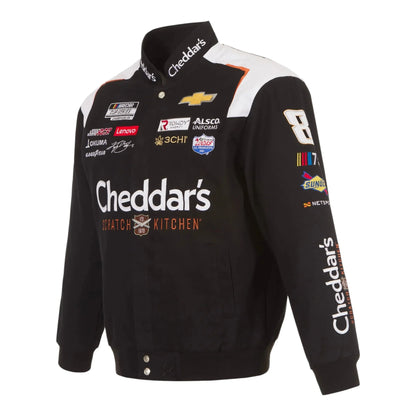 Men's Kyle Busch JH Design Black Cheddar's Twill Uniform Full-Snap Jacket - F1 Vintage Racewear