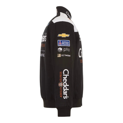 Men's Kyle Busch JH Design Black Cheddar's Twill Uniform Full-Snap Jacket - F1 Vintage Racewear