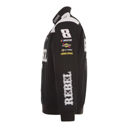 Men's Kyle Busch JH Design Black REBEL Bourbon Twill Driver Uniform Full-Snap Jacket - F1 Vintage Racewear