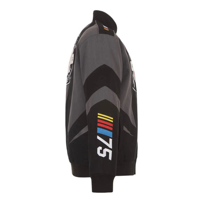 Men's JH Design Black NASCAR 75th Anniversary Twill Uniform Full-Snap Jacket - F1 Vintage Racewear