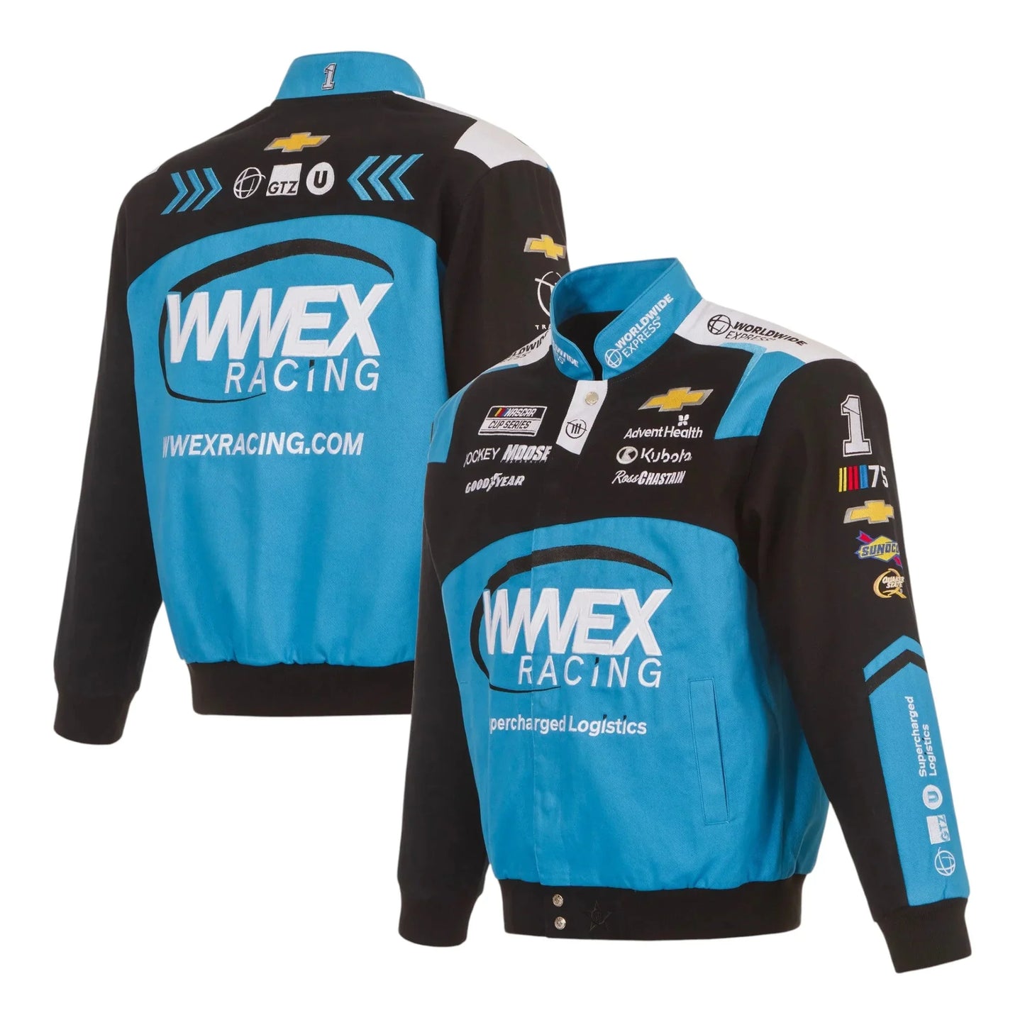 Men's Ross Chastain JH Design Black WWEX Twill Uniform Full-Snap Jacket - F1 Vintage Racewear