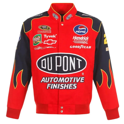 Men's Jeff Gordon JH Design Red DuPont Twill Driver Uniform Full-Snap Jacket - F1 Vintage Racewear