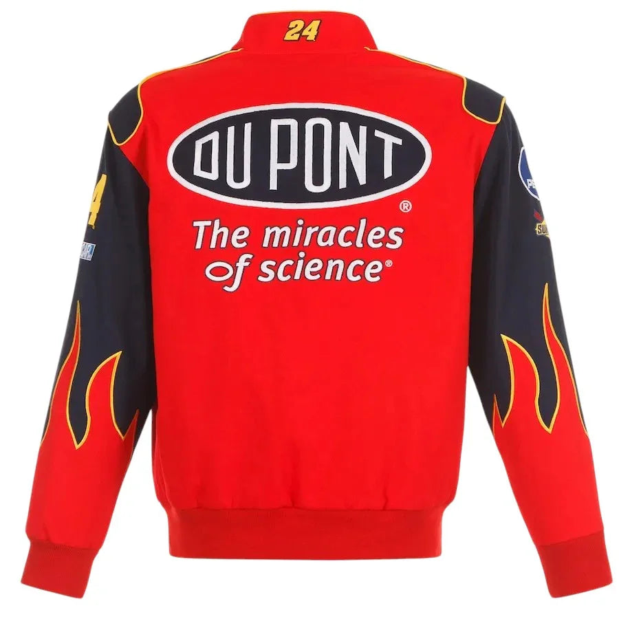 Men's Jeff Gordon JH Design Red DuPont Twill Driver Uniform Full-Snap Jacket - F1 Vintage Racewear